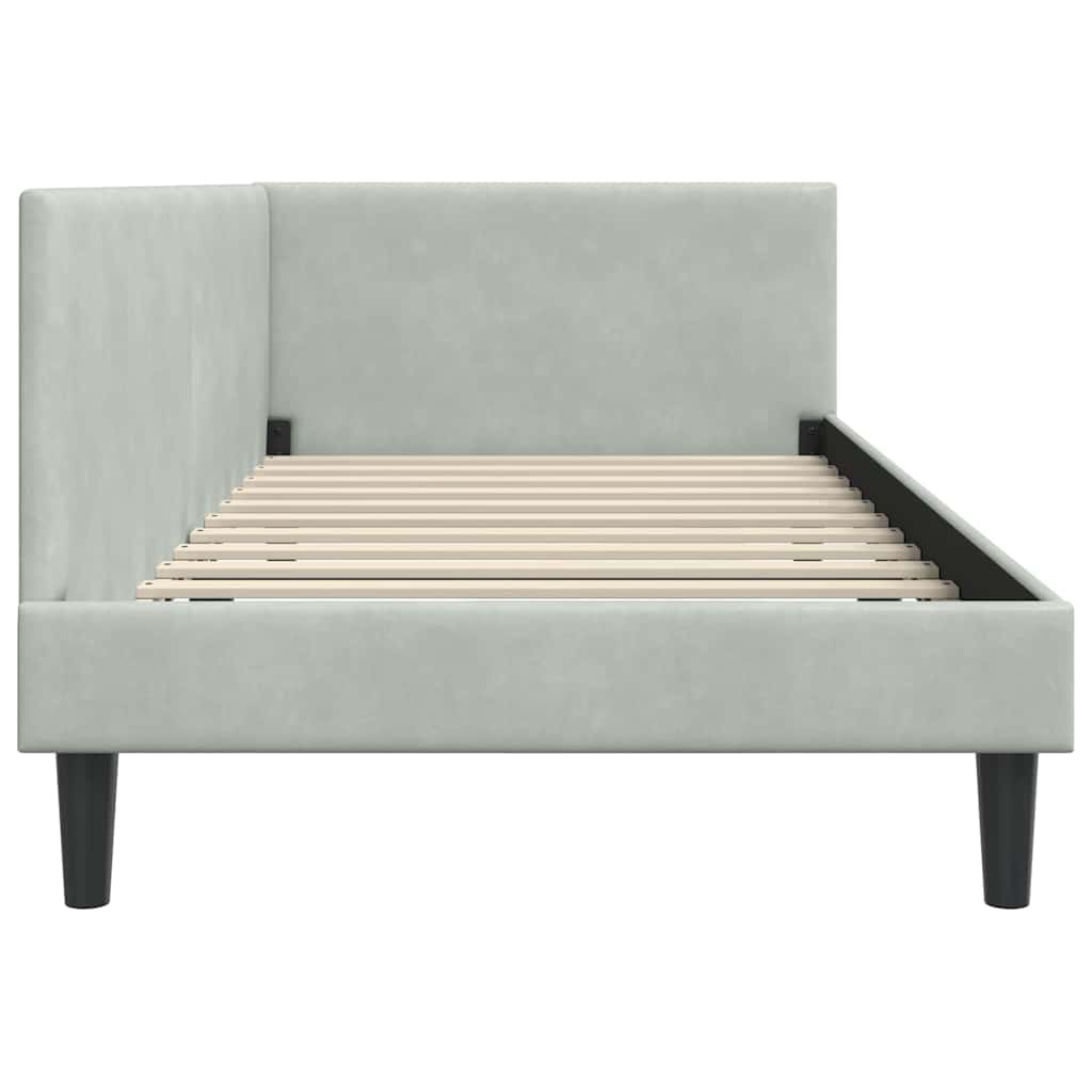 Kutni okvir kreveta Svijetlo siva 100 cm x 200 cm Baršun