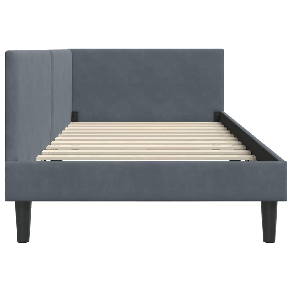 Kutni okvir kreveta Tamno siva 100 cm x 200 cm Baršun