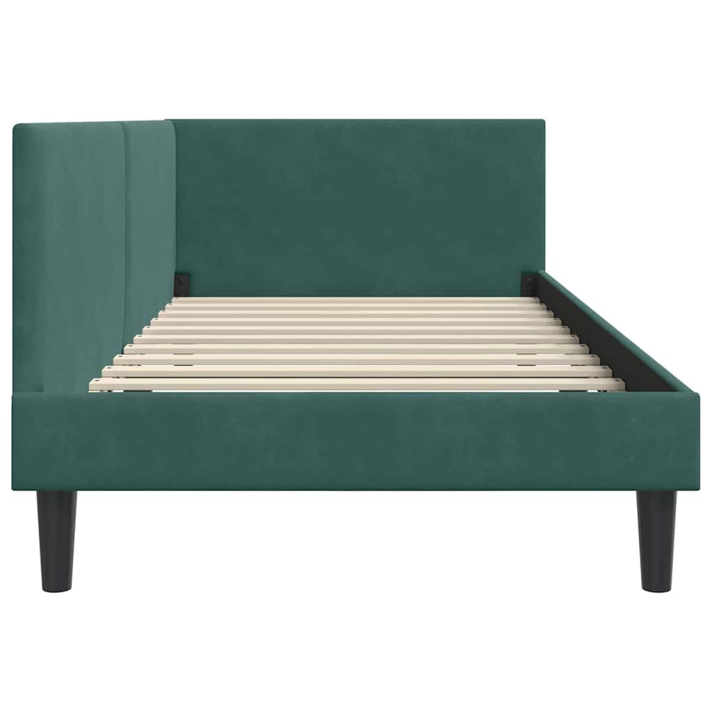 Kutni okvir kreveta Tamnozelena 100 cm x 200 cm Baršun