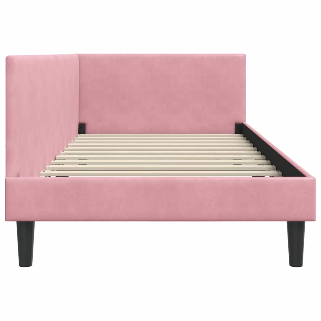 Kutni okvir kreveta Ružičasta 100 cm x 200 cm Baršun