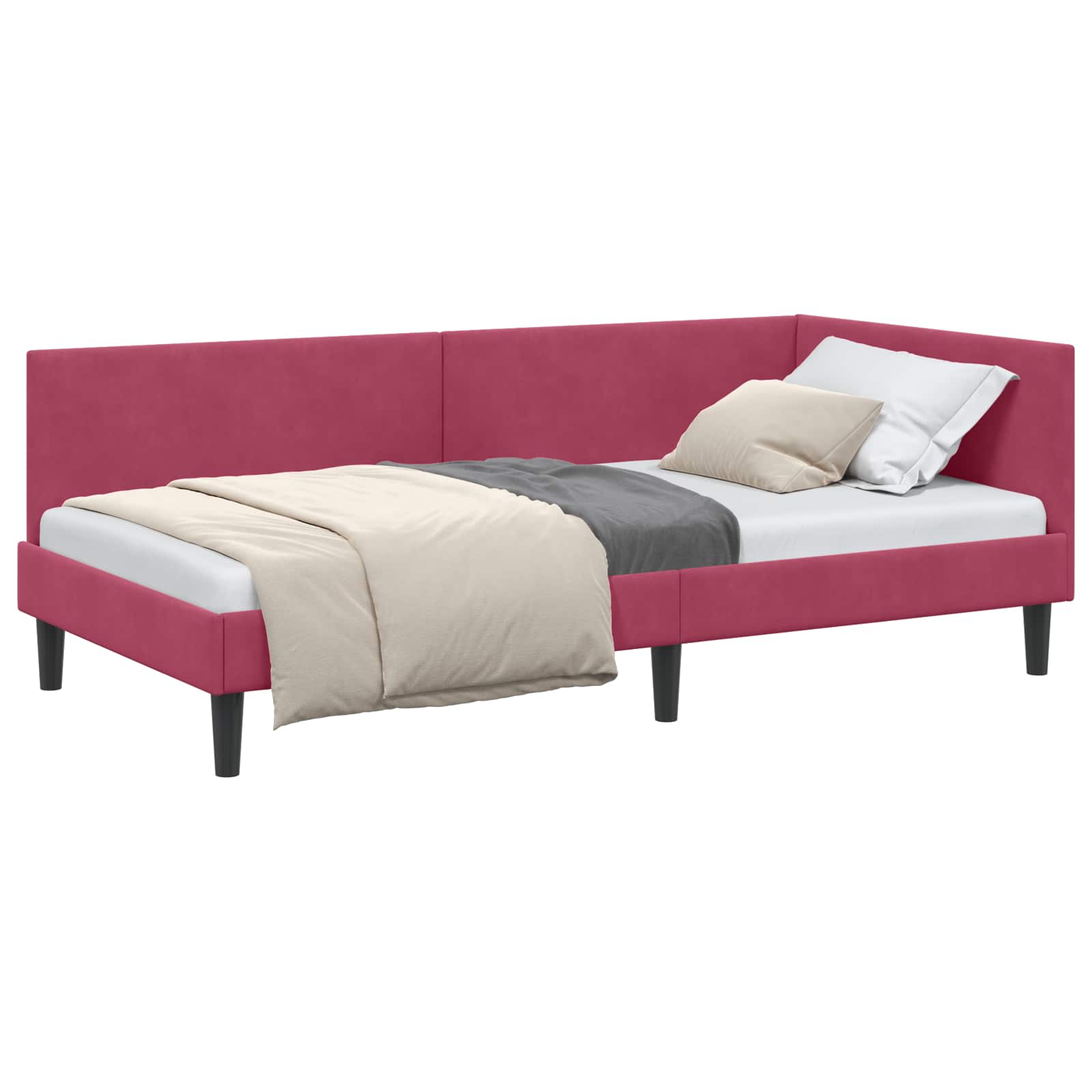 Kutni okvir kreveta Vinska crvena 100 cm x 200 cm Baršun