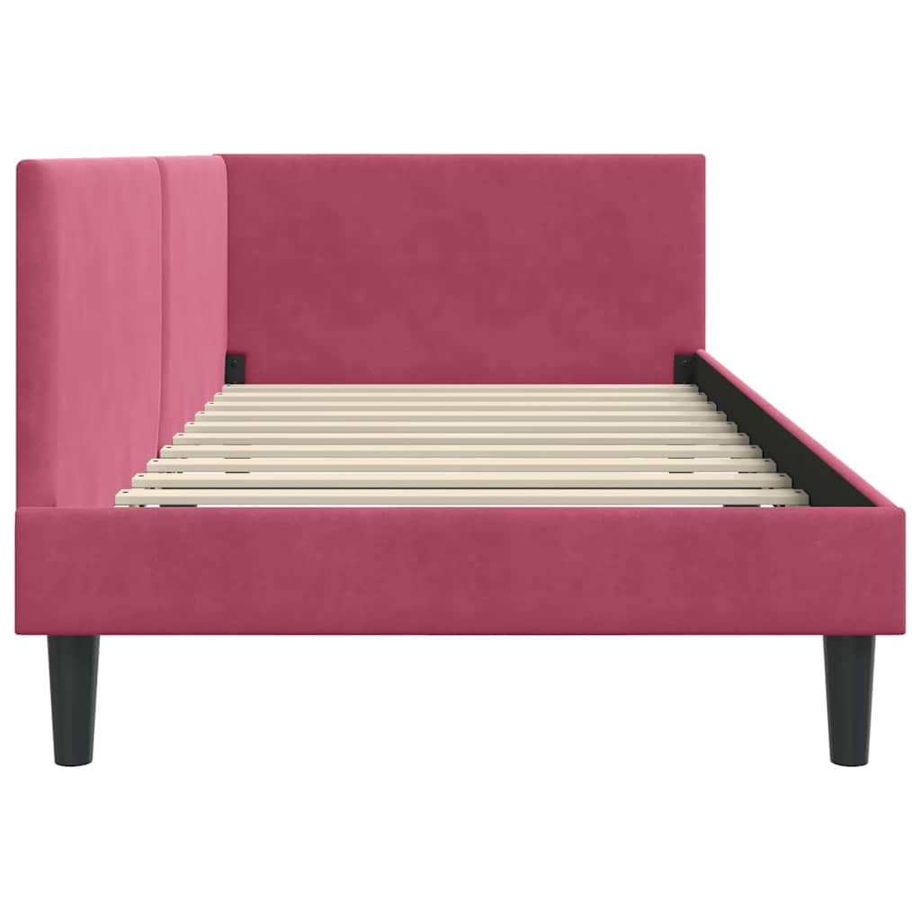 Kutni okvir kreveta Vinska crvena 100 cm x 200 cm Baršun