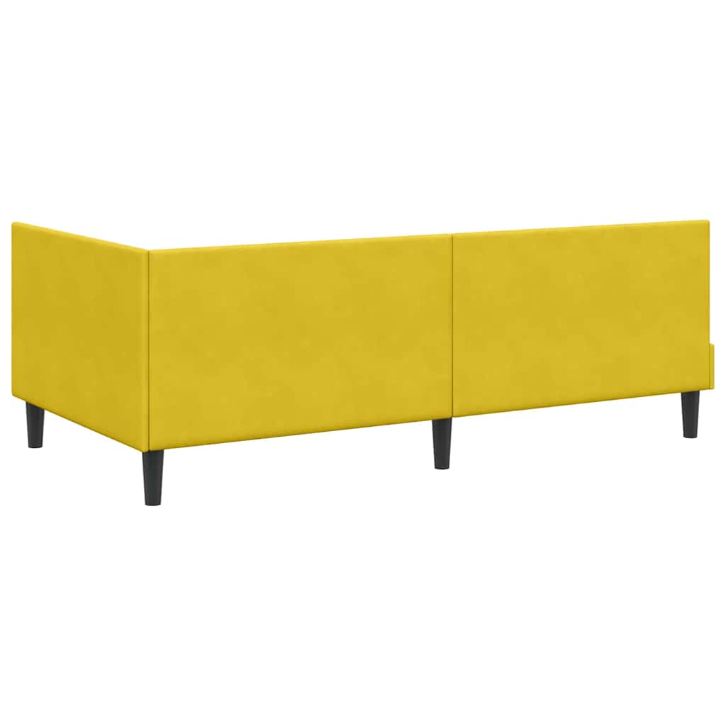 Kutni okvir kreveta s uzglavljem Žuta 100 cm x 200 cm Baršun