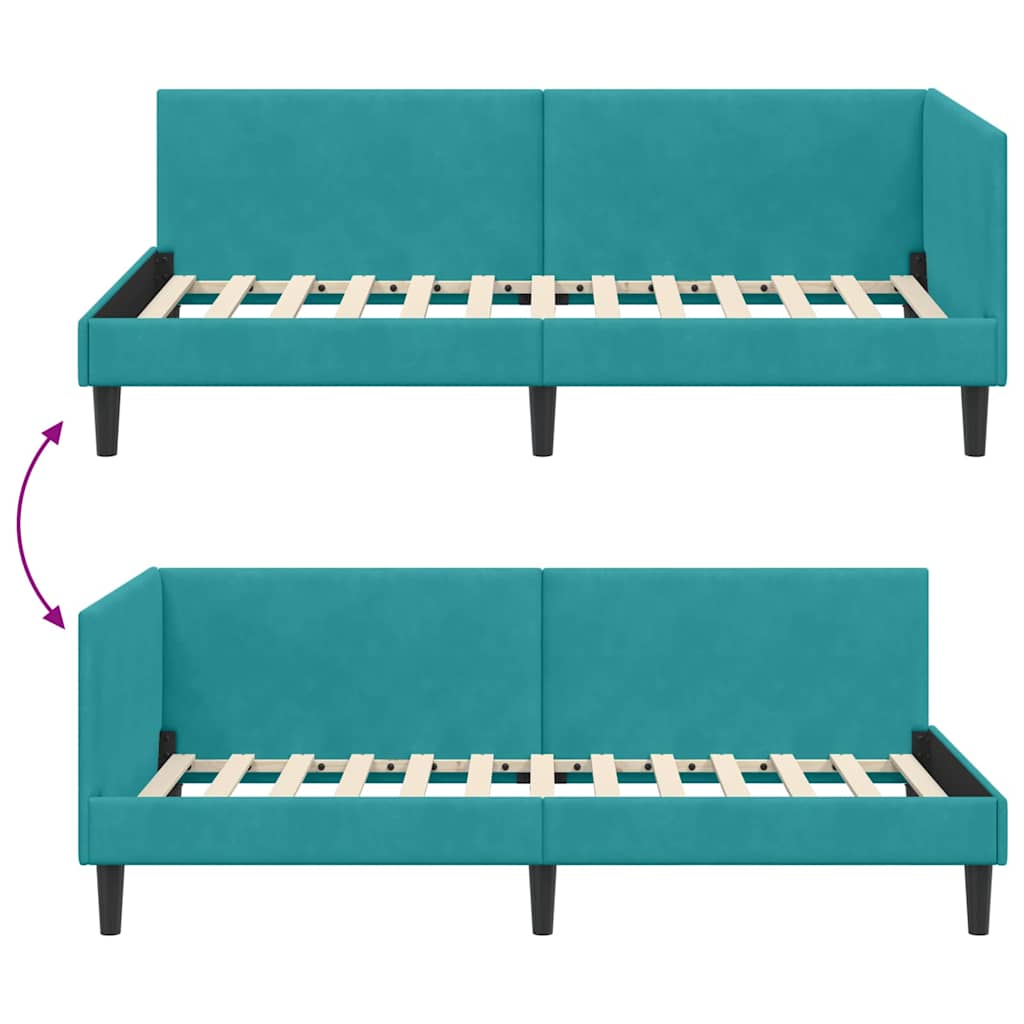 Kutni okvir kreveta Tirkizna 100 cm x 200 cm Baršun