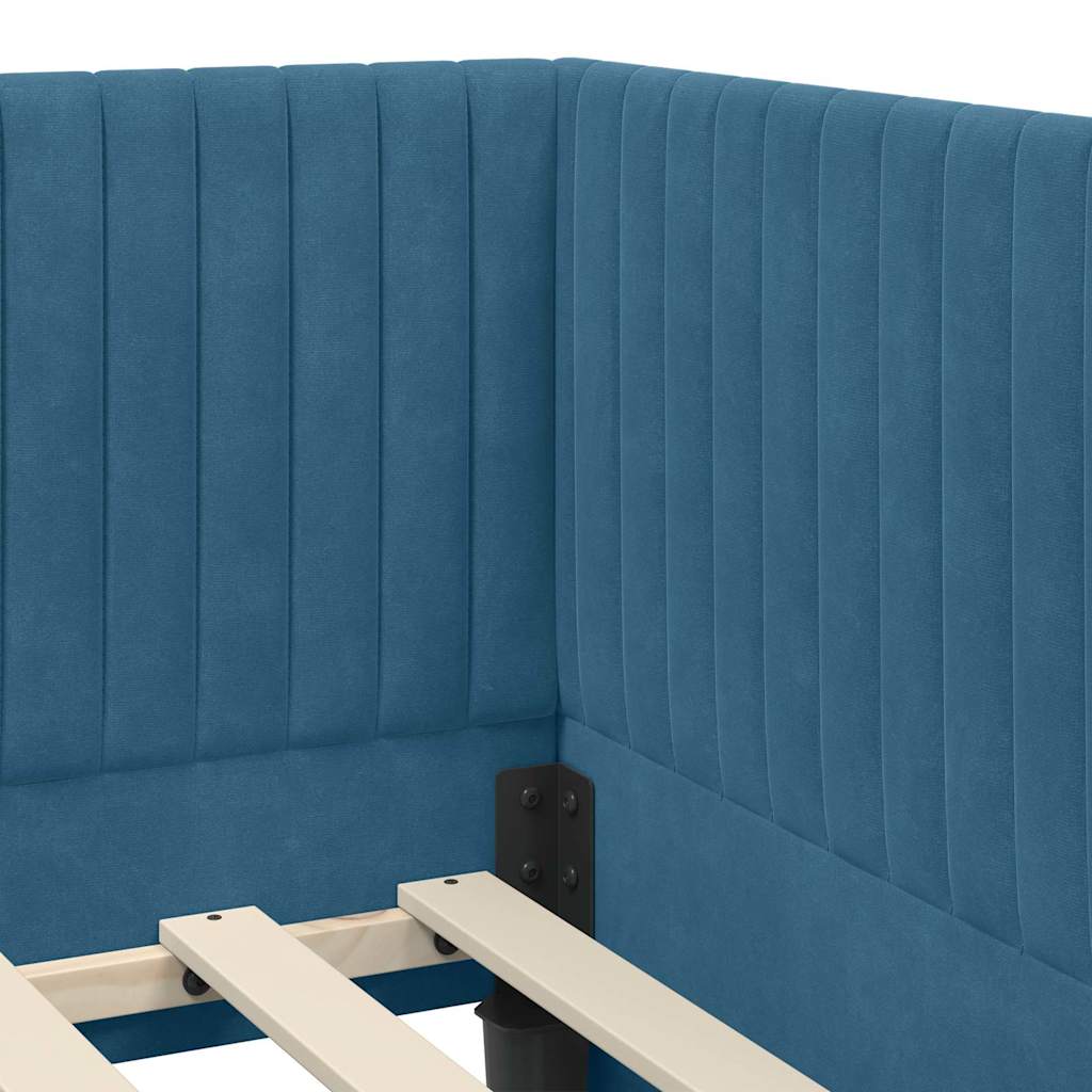 Kutni okvir kreveta s uzglavljem Plava 80 cm x 200 cm Baršun