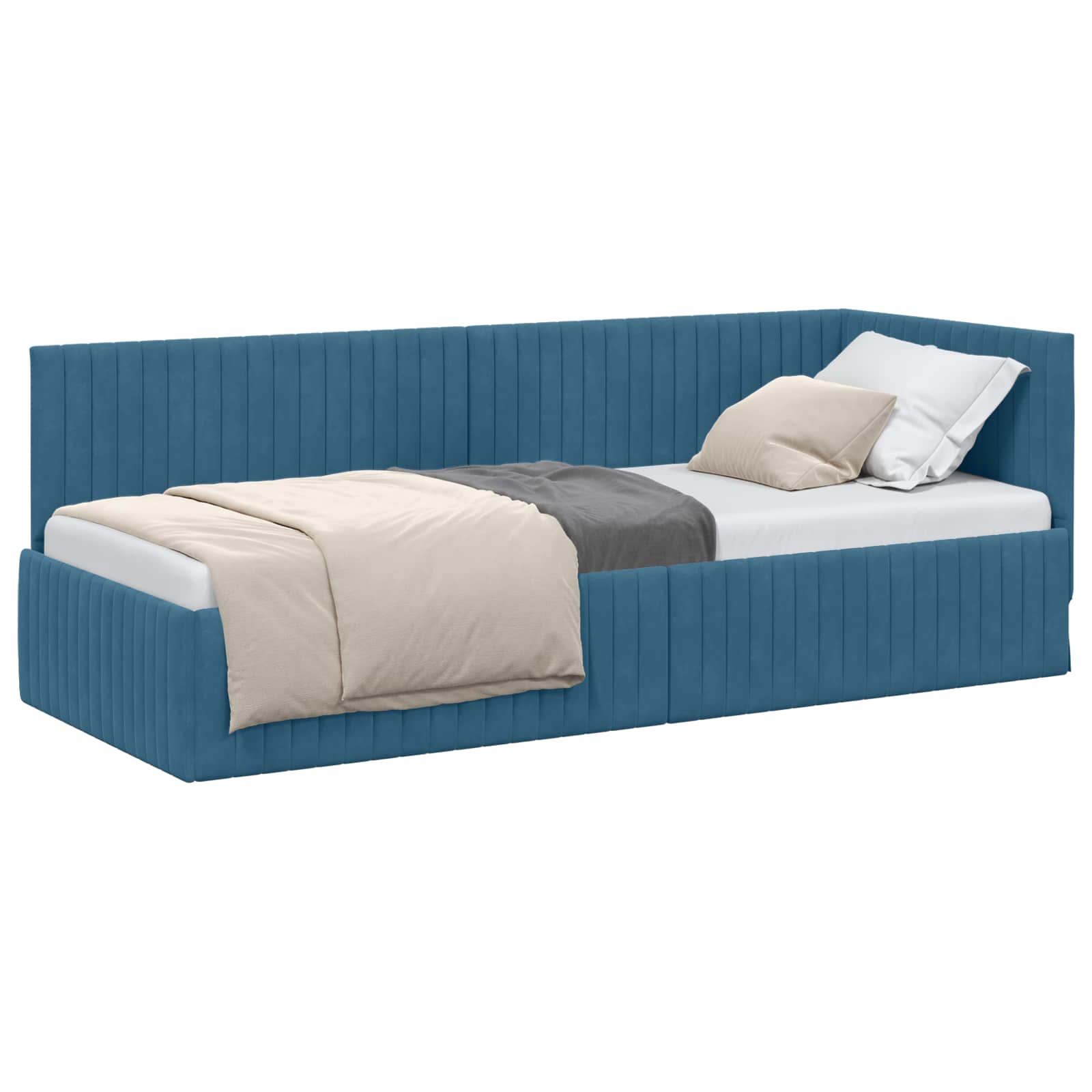 Kutni okvir kreveta s uzglavljem Plava 80 cm x 200 cm Baršun