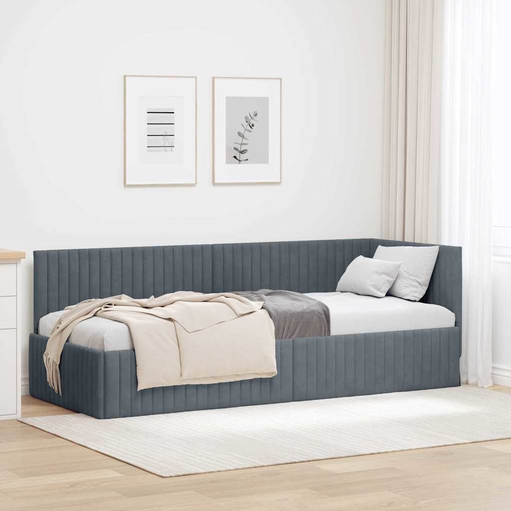 Kutni okvir kreveta Tamno siva 80 cm x 200 cm Baršun