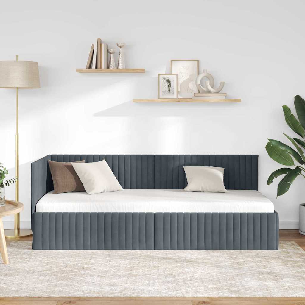 Kutni okvir kreveta Tamno siva 80 cm x 200 cm Baršun
