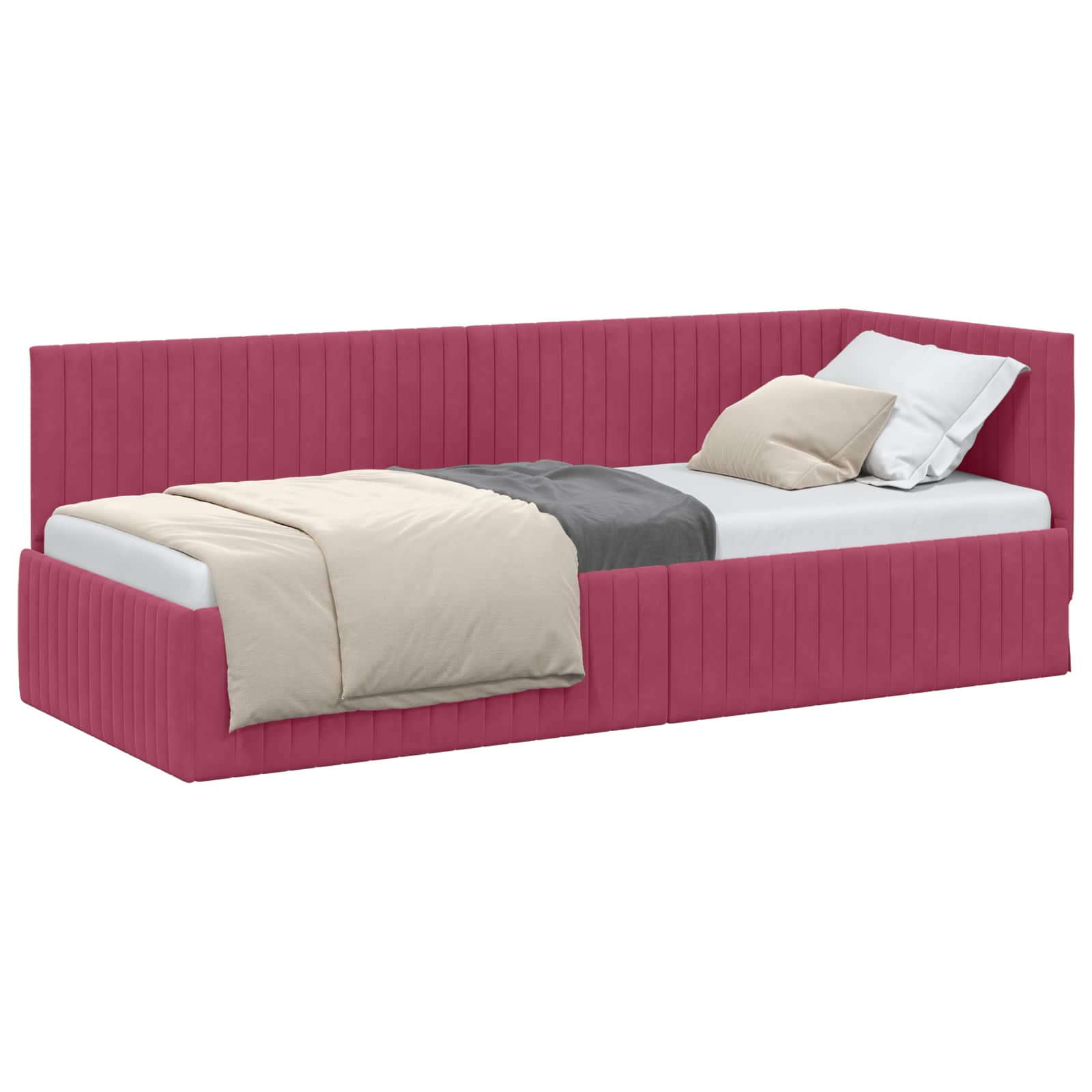 Kutni okvir kreveta Vinska crvena 80 cm x 200 cm Baršun