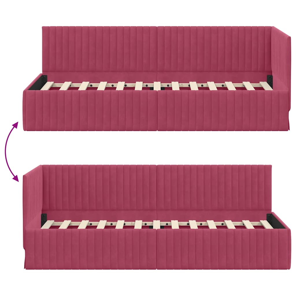 Kutni okvir kreveta Vinska crvena 80 cm x 200 cm Baršun