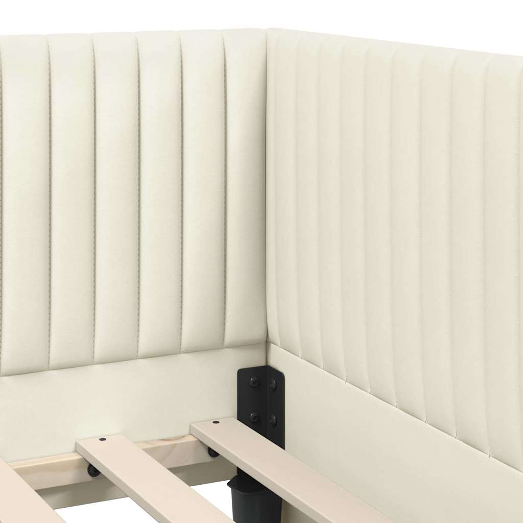 Kutni okvir kreveta s uzglavljem Krema 80 cm x 200 cm Baršun