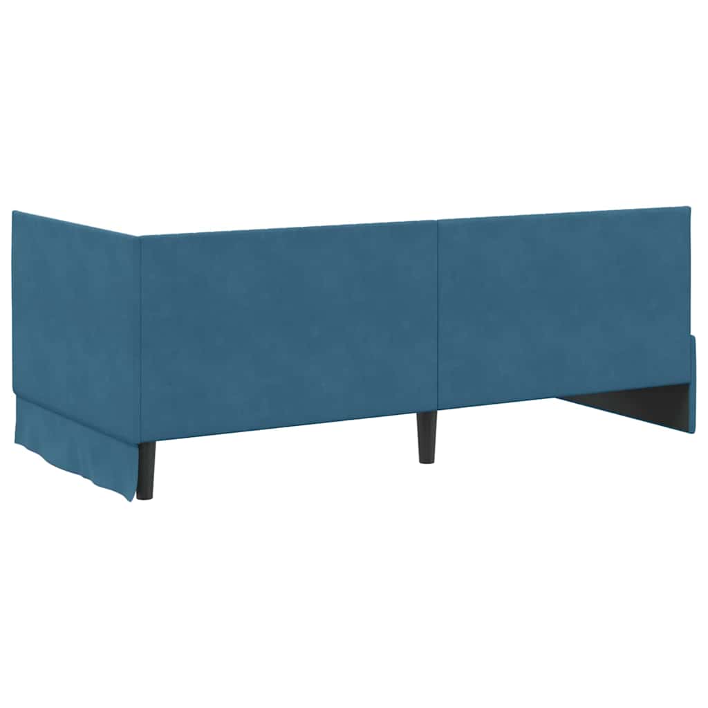 Kutni okvir kreveta s uzglavljem Plava 90 cm x 190 cm Baršun