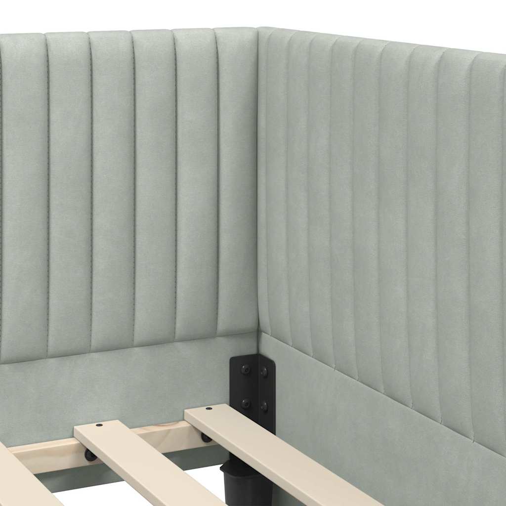 Kutni okvir kreveta Svijetlo siva 90 cm x 190 cm Baršun