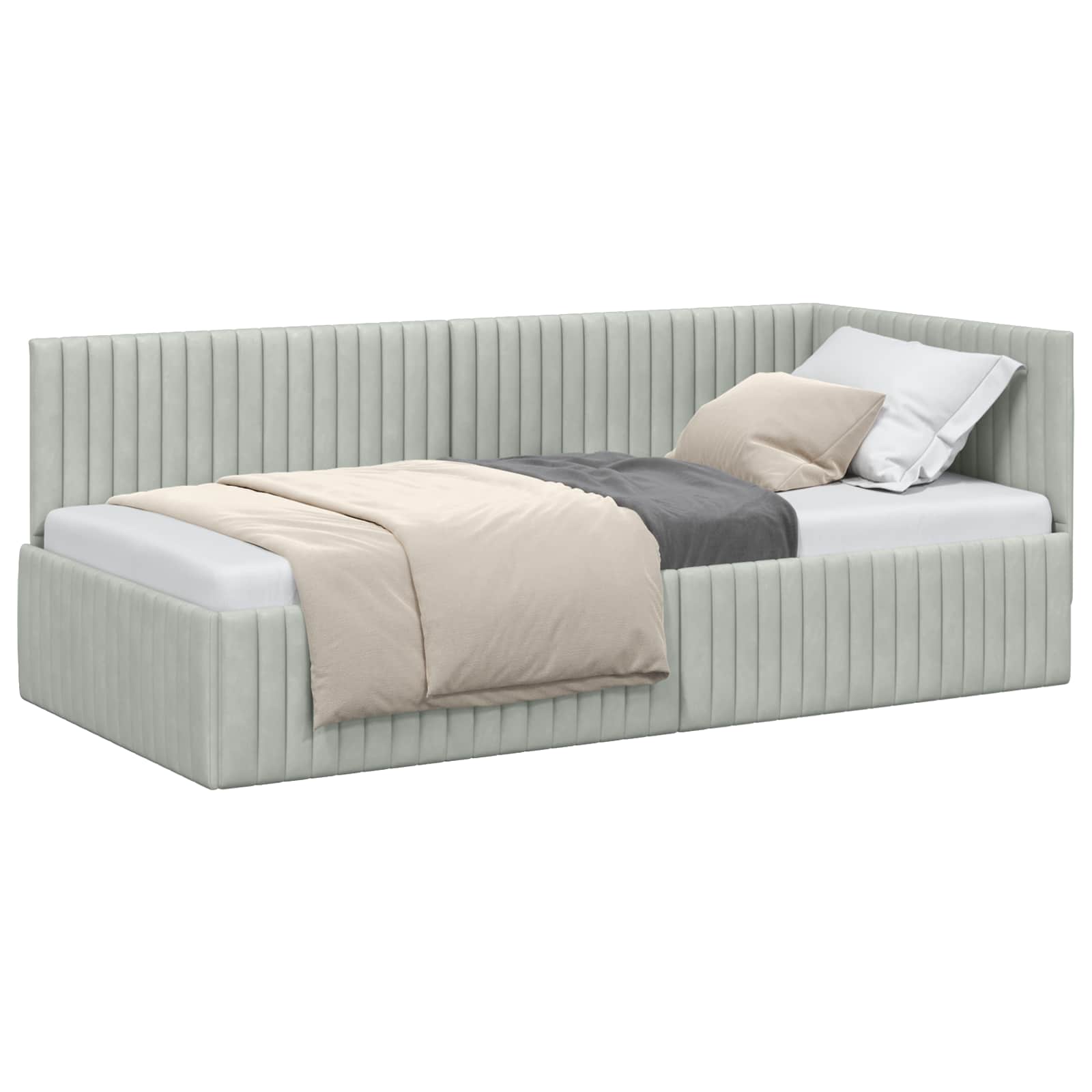Kutni okvir kreveta Svijetlo siva 90 cm x 190 cm Baršun