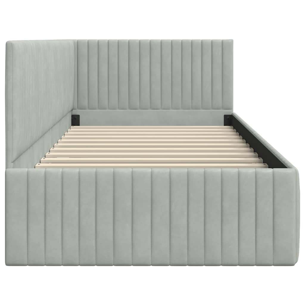 Kutni okvir kreveta Svijetlo siva 90 cm x 190 cm Baršun