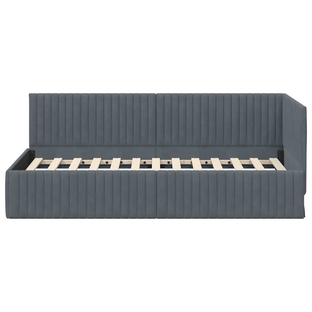 Kutni okvir kreveta Tamno siva 90 cm x 190 cm Baršun