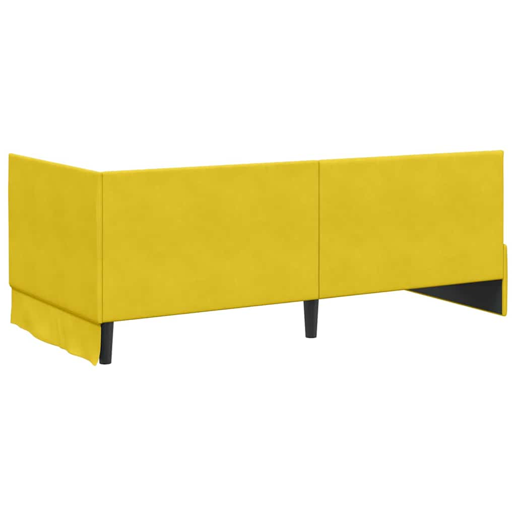 Kutni okvir kreveta s uzglavljem Žuta 90 cm x 190 cm Baršun