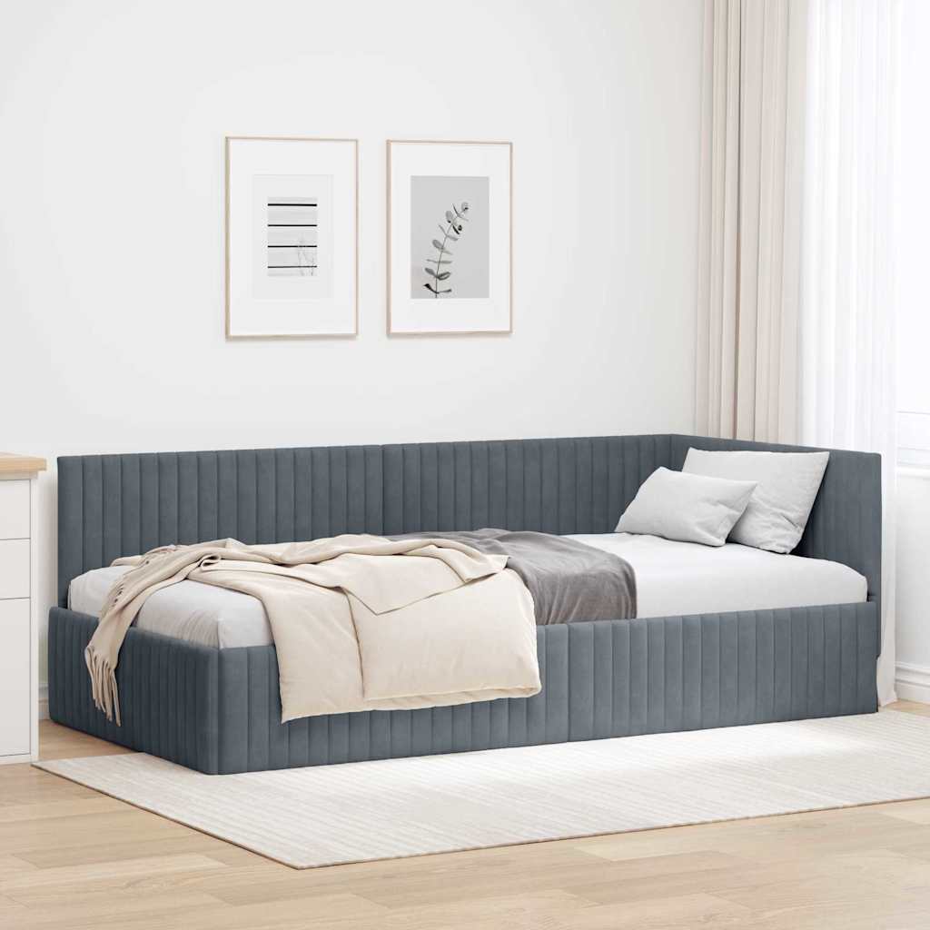 Kutni okvir kreveta Tamno siva 100 cm x 200 cm Baršun