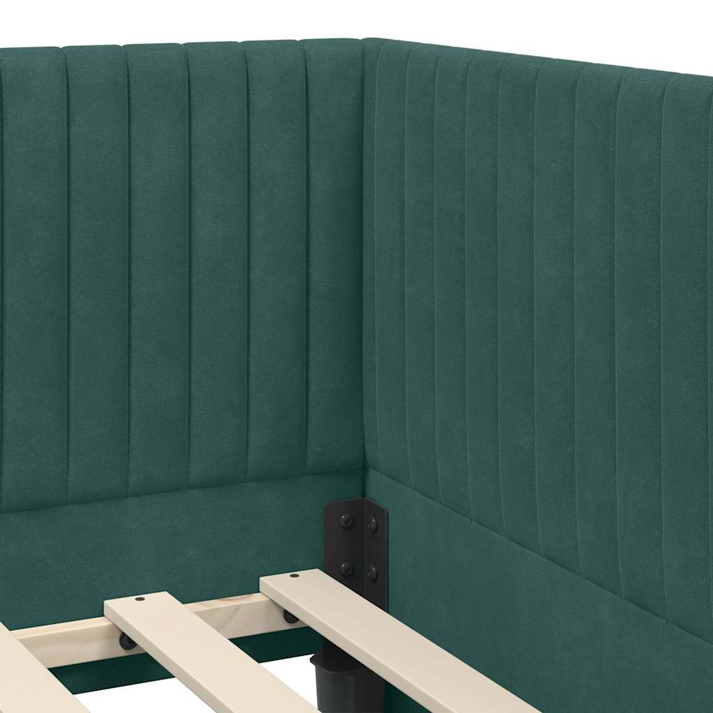 Kutni okvir kreveta Tamnozelena 100 cm x 200 cm Baršun