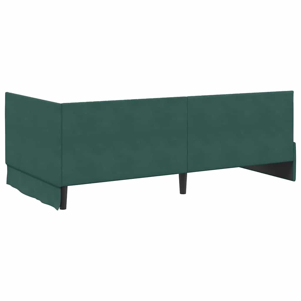 Kutni okvir kreveta Tamnozelena 100 cm x 200 cm Baršun