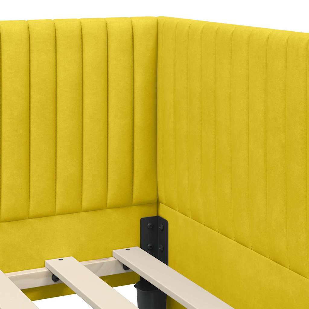 Kutni okvir kreveta s uzglavljem Žuta 100 cm x 200 cm Baršun