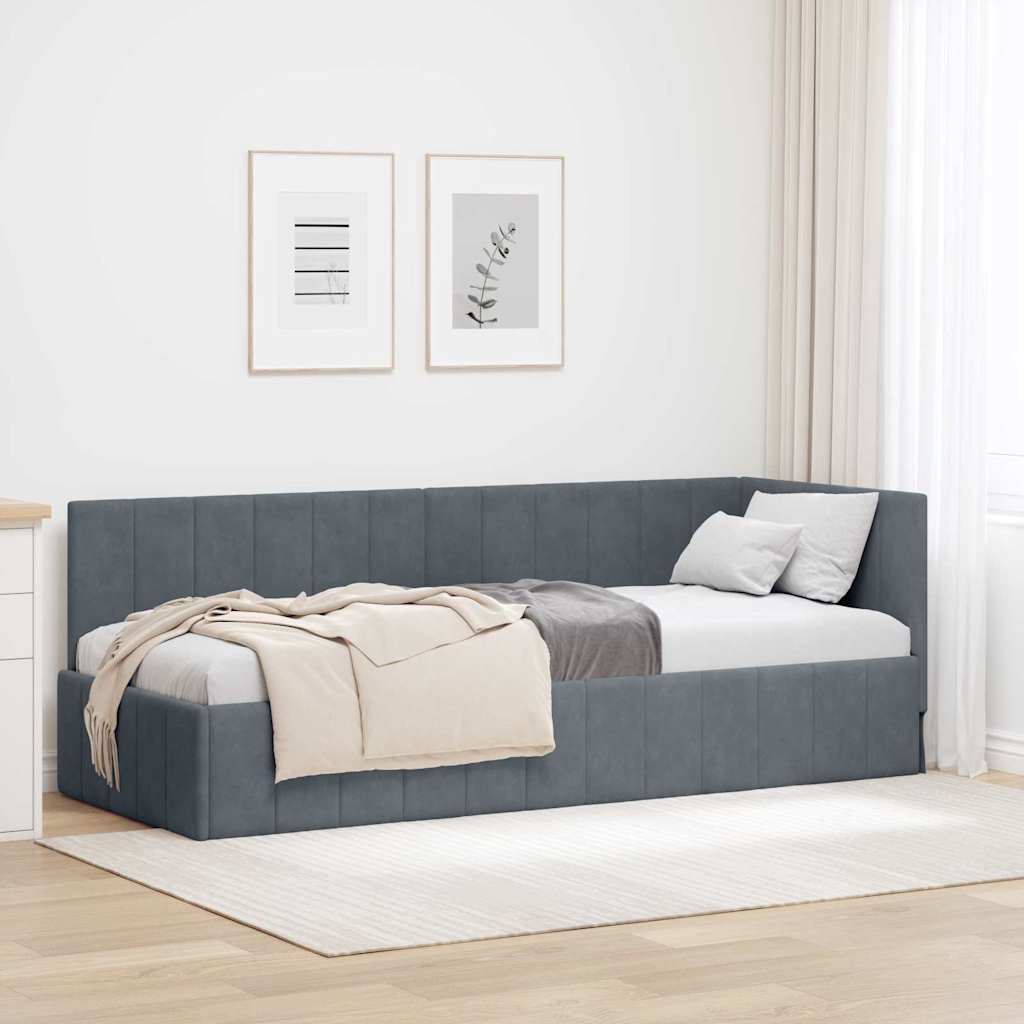 Kutni okvir kreveta Tamno siva 80 cm x 200 cm Baršun