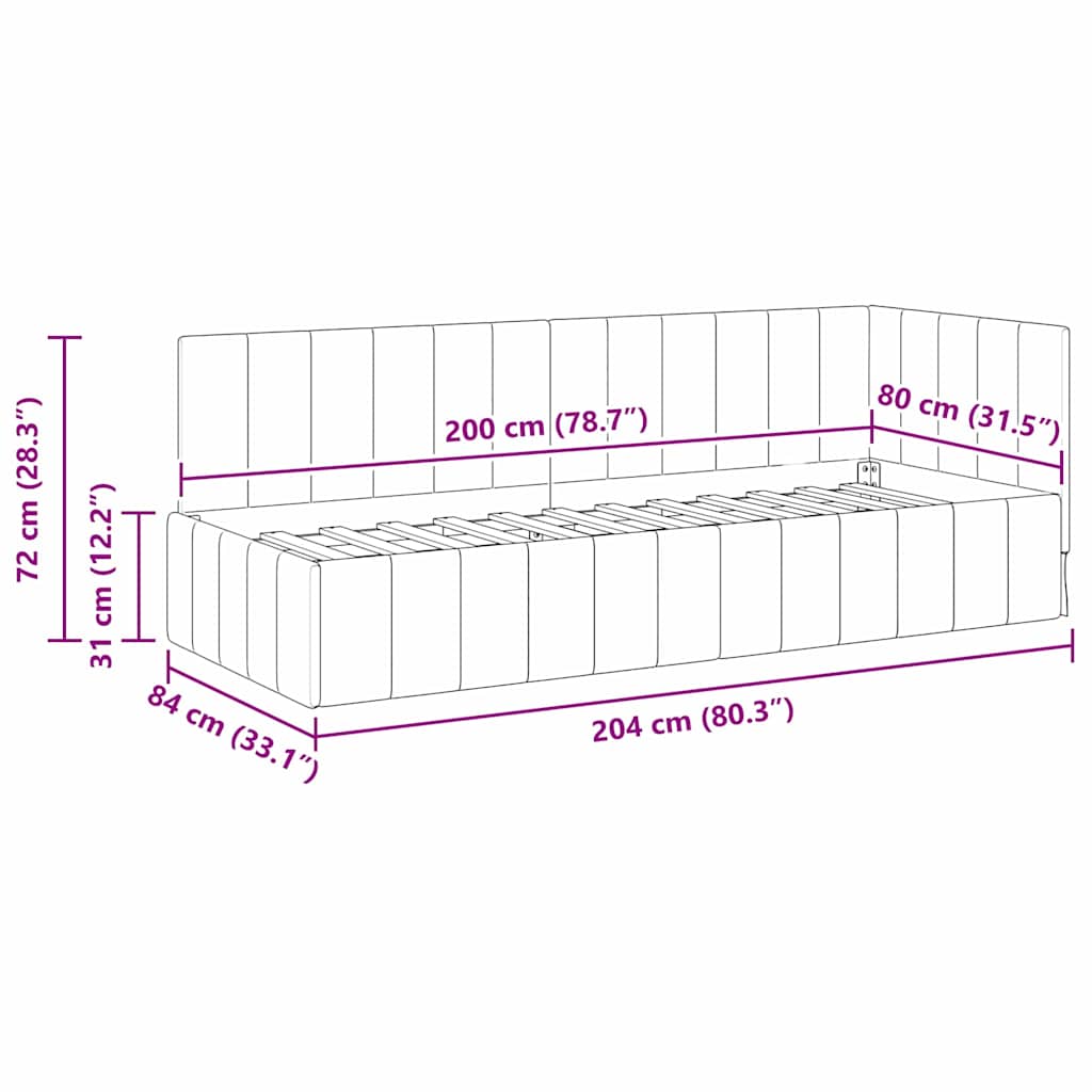 Kutni okvir kreveta Tamno siva 80 cm x 200 cm Baršun