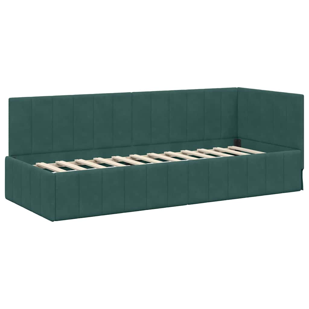 Kutni okvir kreveta Tamnozelena 80 cm x 200 cm Baršun