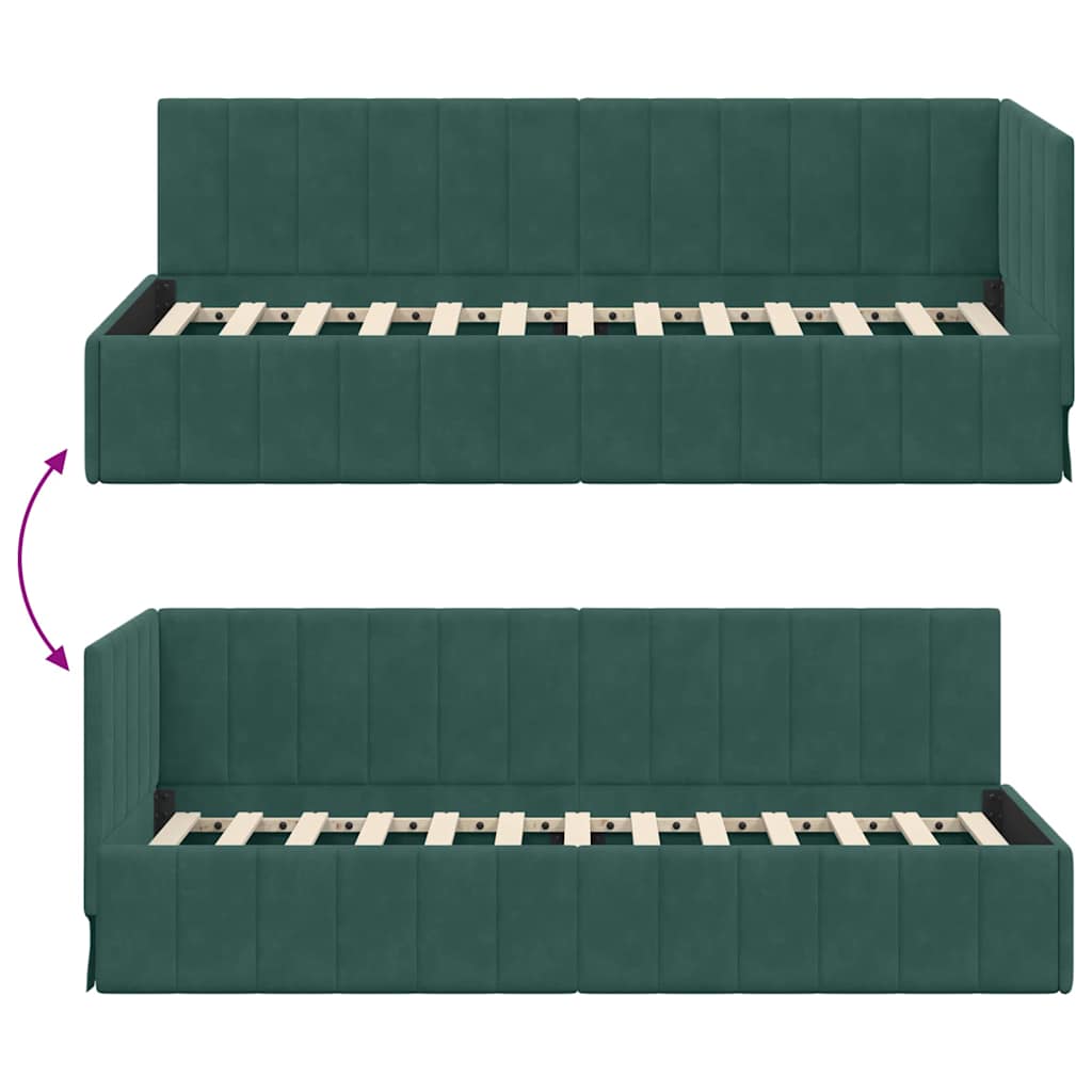Kutni okvir kreveta Tamnozelena 80 cm x 200 cm Baršun
