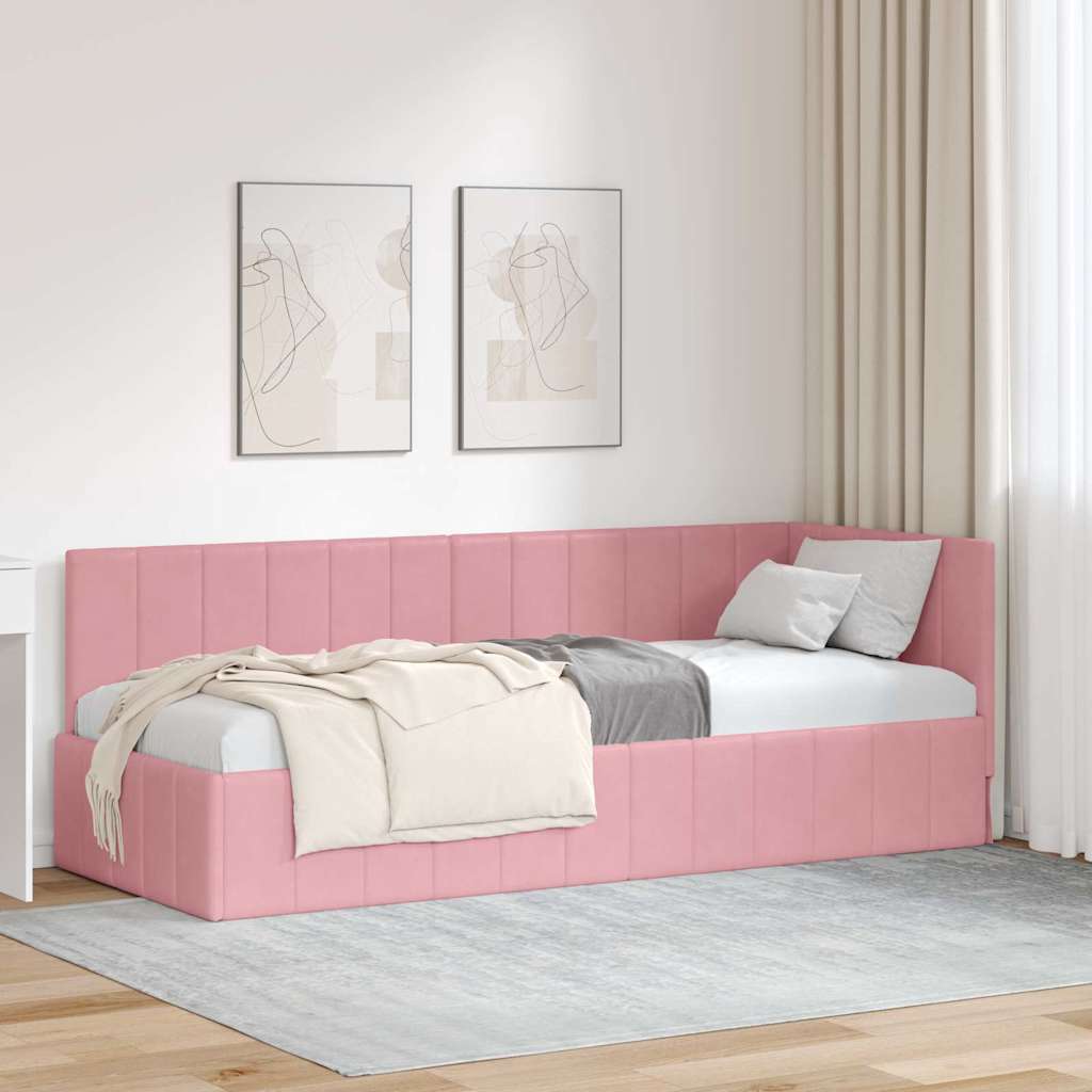 Kutni okvir kreveta Ružičasta 80 cm x 200 cm Baršun