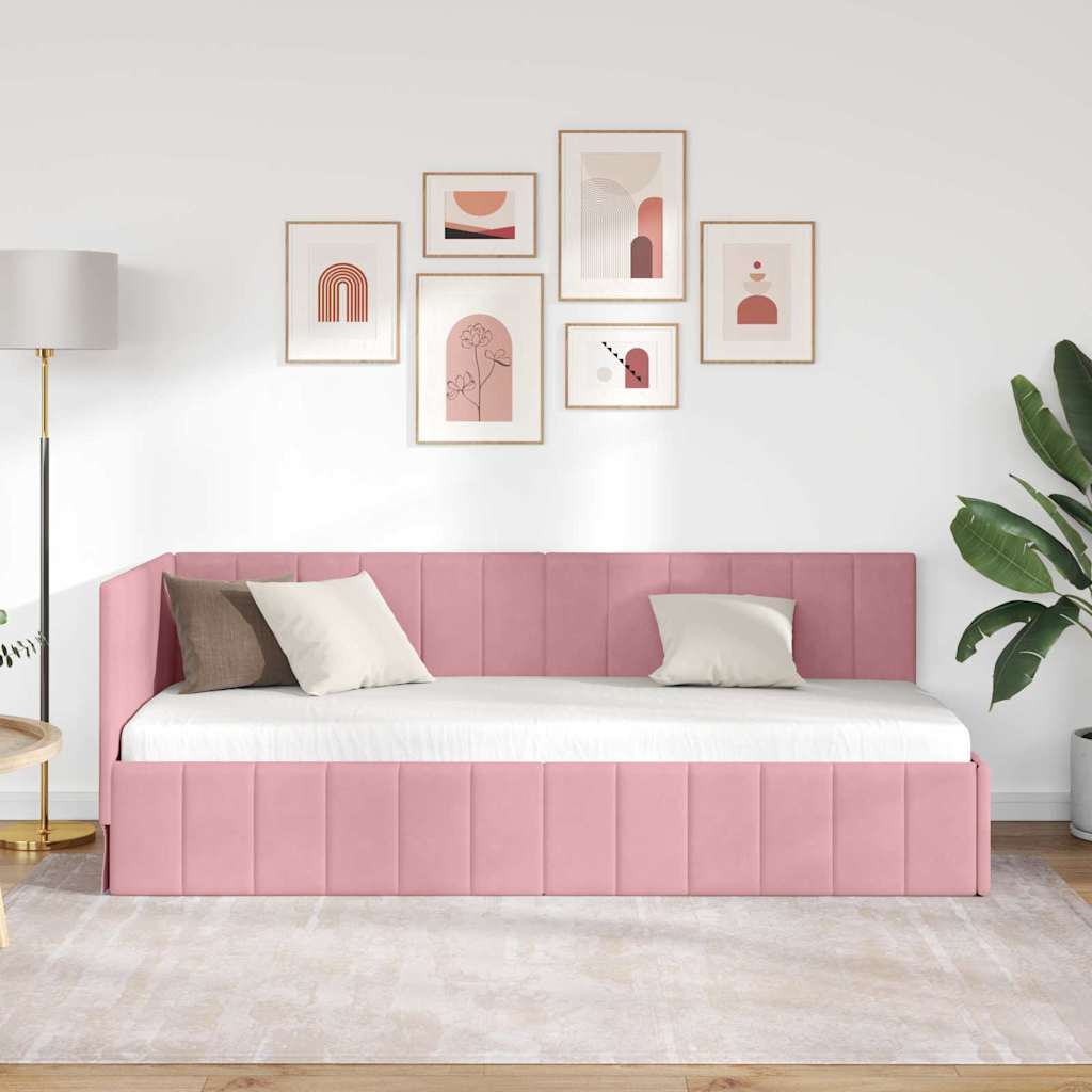 Kutni okvir kreveta Ružičasta 80 cm x 200 cm Baršun