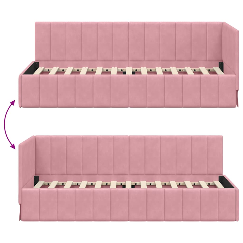 Kutni okvir kreveta Ružičasta 80 cm x 200 cm Baršun