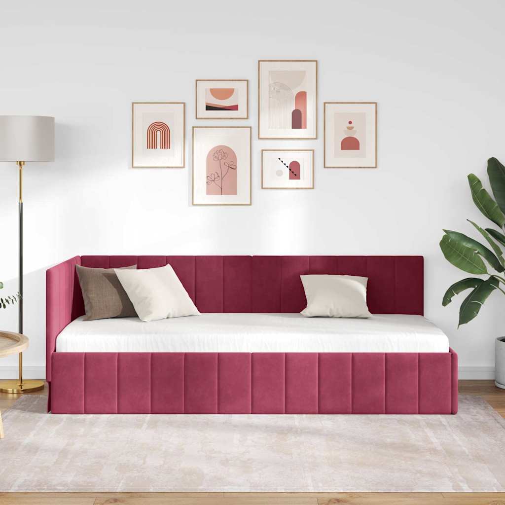 Kutni okvir kreveta Vinska crvena 80 cm x 200 cm Baršun