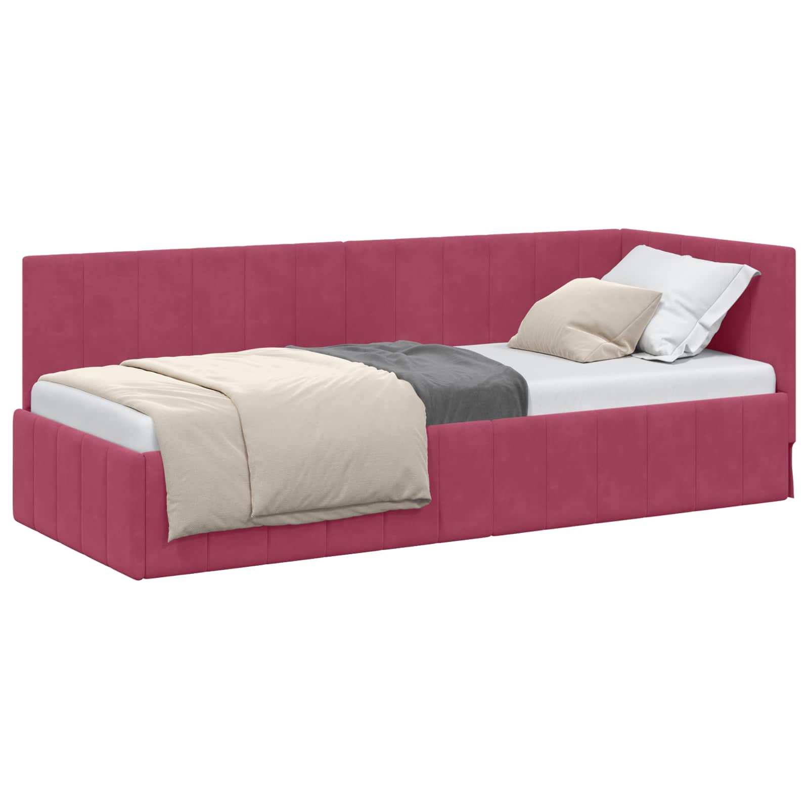 Kutni okvir kreveta Vinska crvena 80 cm x 200 cm Baršun