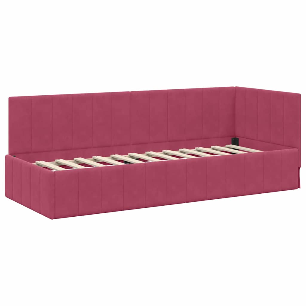 Kutni okvir kreveta Vinska crvena 80 cm x 200 cm Baršun