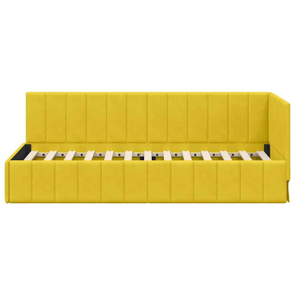 Kutni okvir kreveta s uzglavljem Žuta 80 cm x 200 cm Baršun