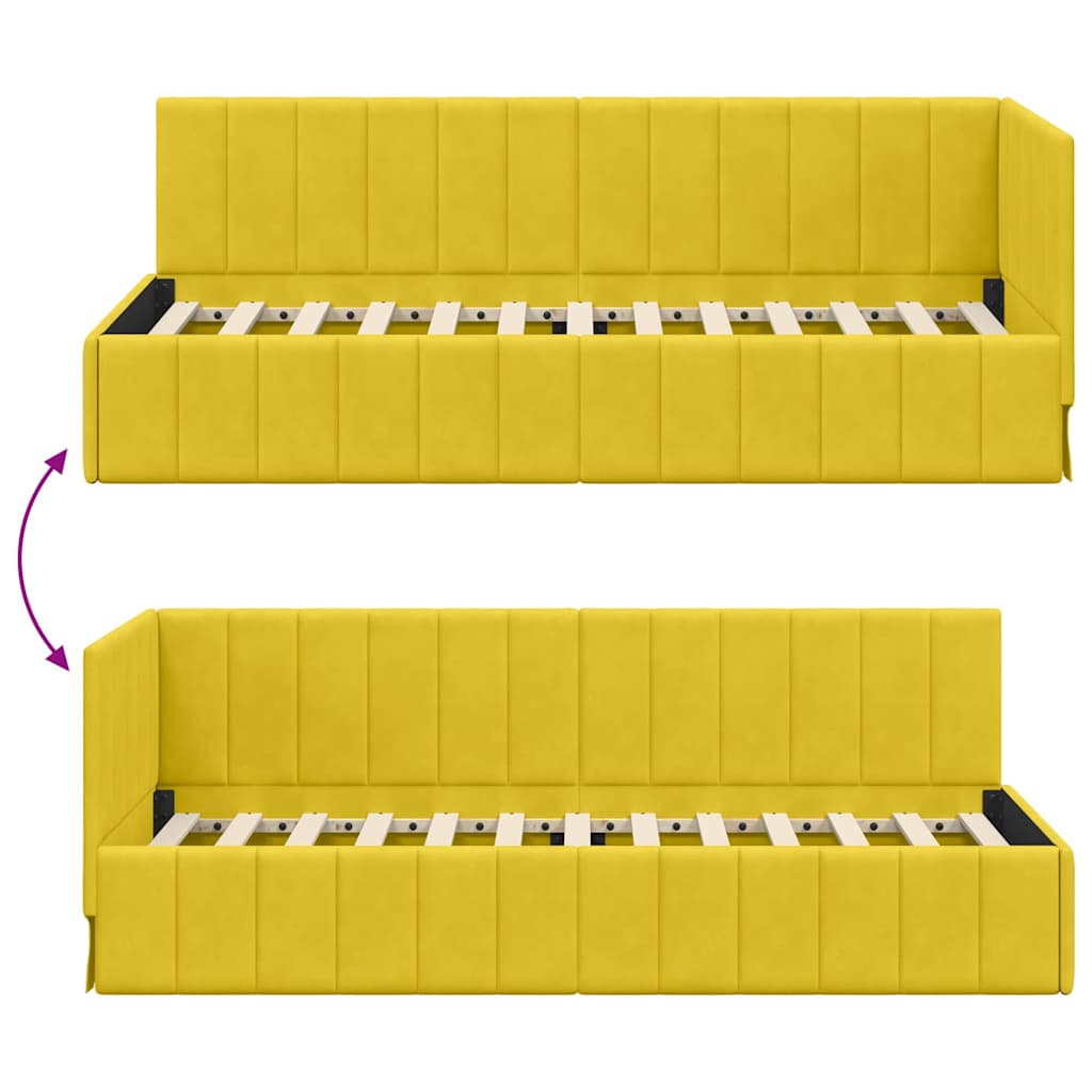 Kutni okvir kreveta s uzglavljem Žuta 80 cm x 200 cm Baršun