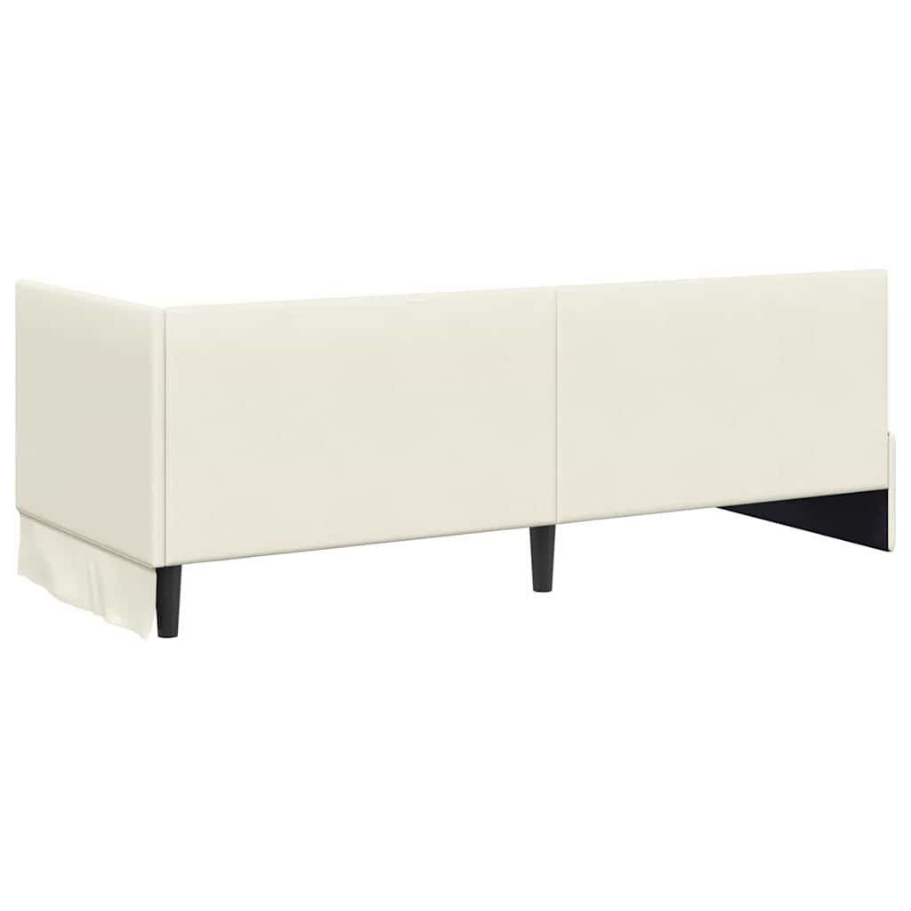 Kutni okvir kreveta s uzglavljem Krema 80 cm x 200 cm Baršun