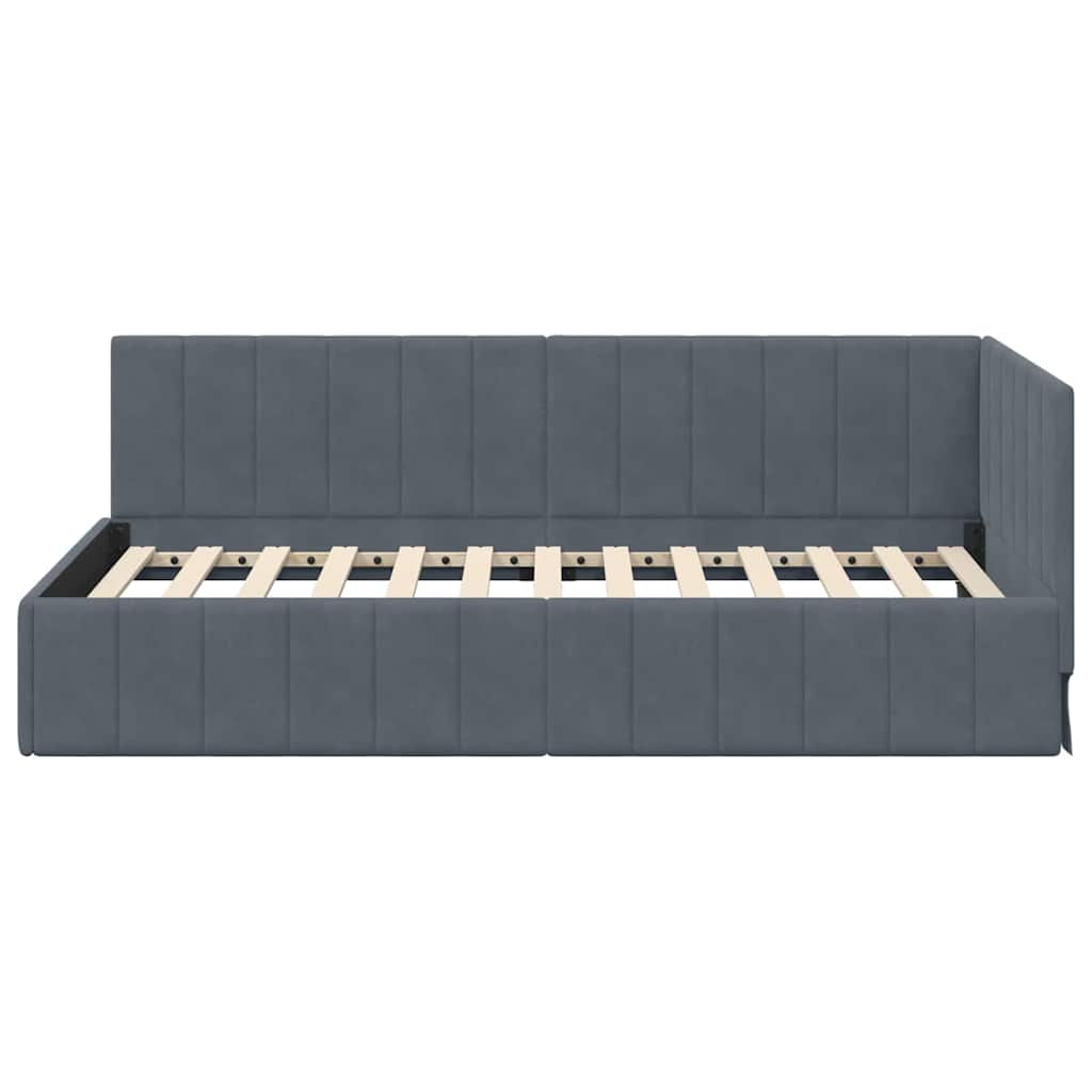 Kutni okvir kreveta Tamno siva 90 cm x 190 cm Baršun