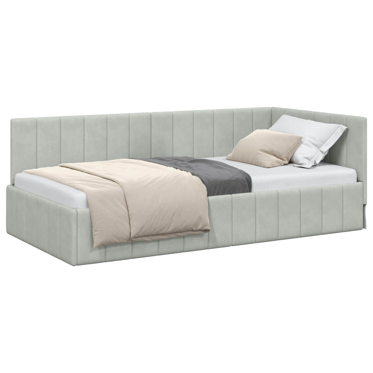 Kutni okvir kreveta Svijetlo siva 90 cm x 200 cm Baršun