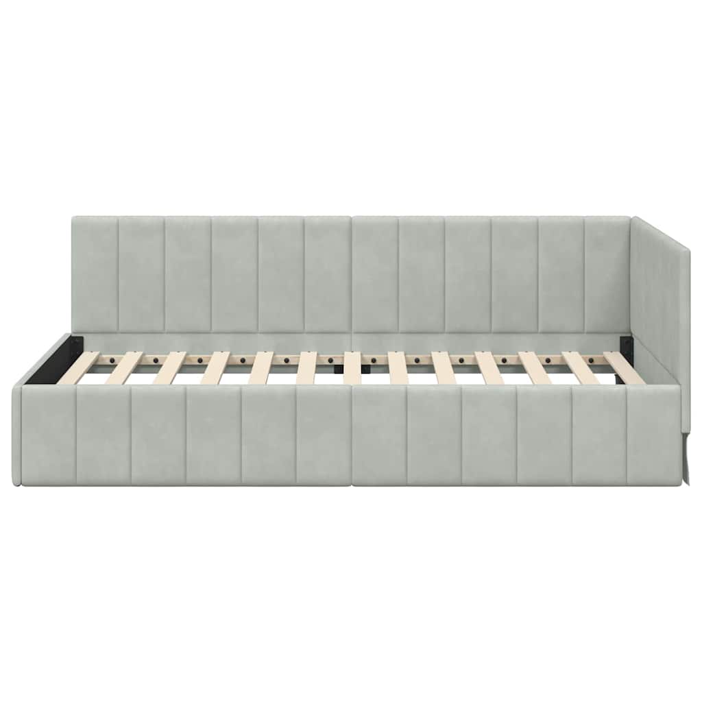 Kutni okvir kreveta Svijetlo siva 90 cm x 200 cm Baršun