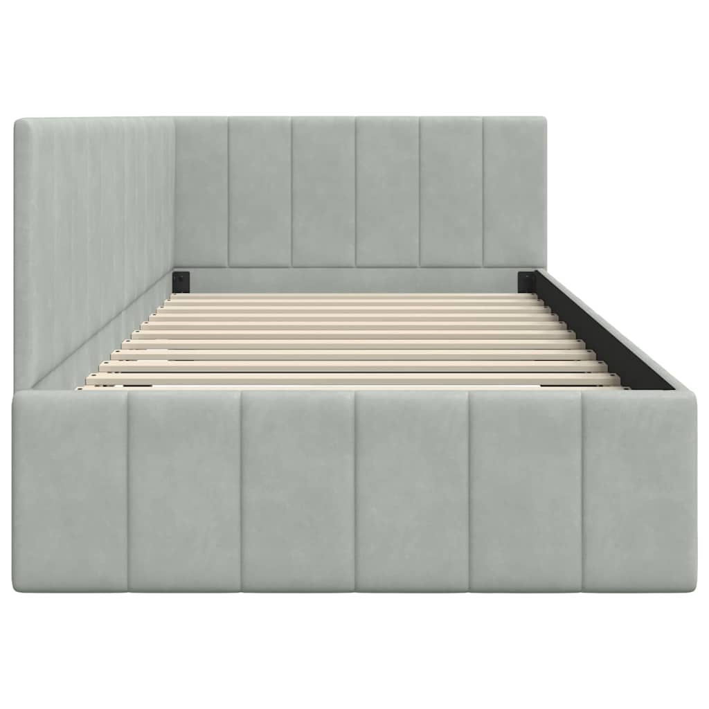 Kutni okvir kreveta Svijetlo siva 90 cm x 200 cm Baršun