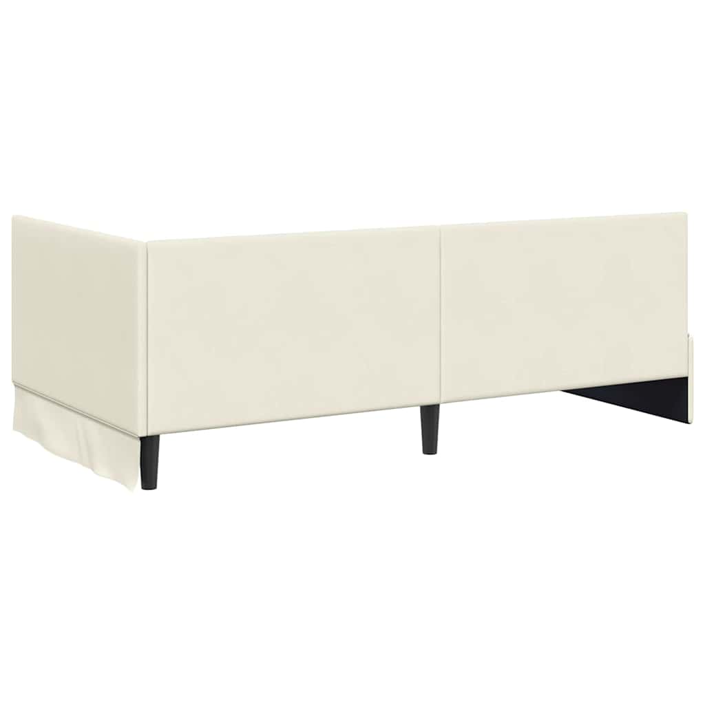 Kutni okvir kreveta s uzglavljem Krema 90 cm x 200 cm Baršun