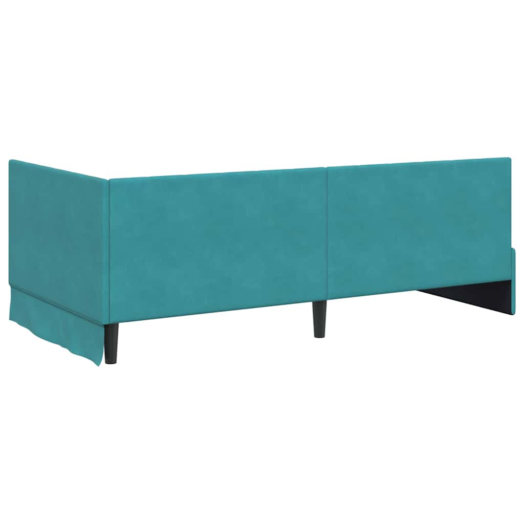 Kutni okvir kreveta s uzglavljem Tirkizna 90 cm x 200 cm Baršun