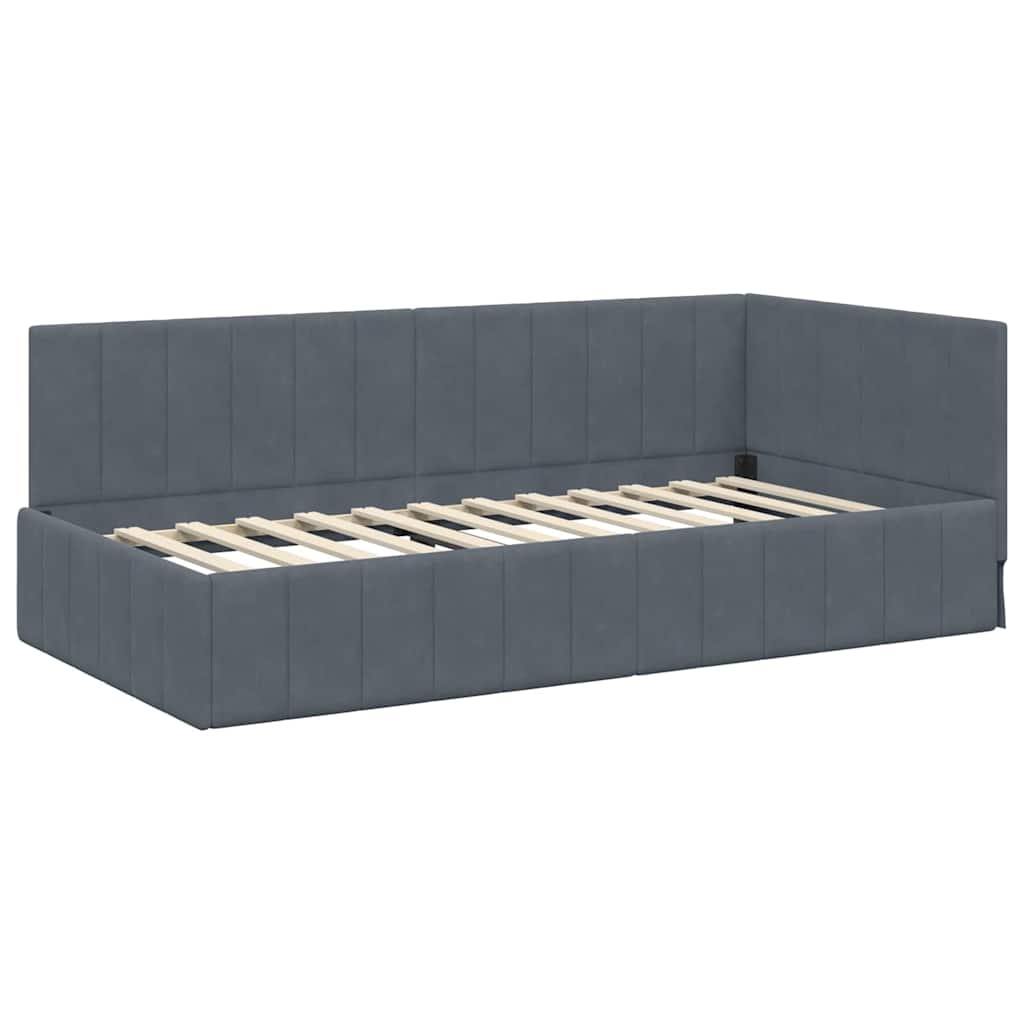 Kutni okvir kreveta Tamno siva 100 cm x 200 cm Baršun