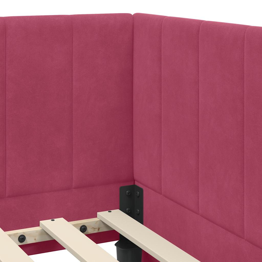Kutni okvir kreveta Vinska crvena 100 cm x 200 cm Baršun