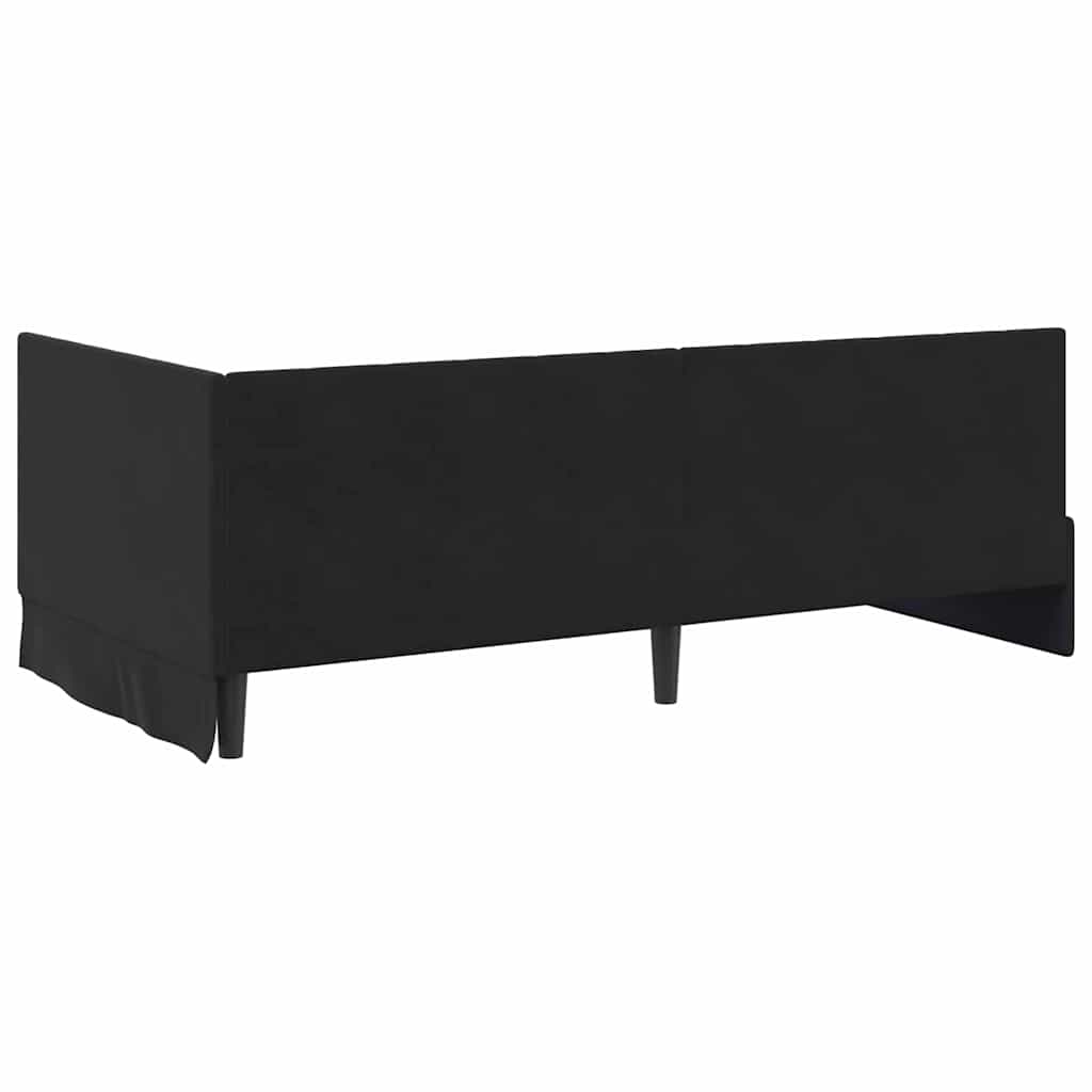 Kutni okvir kreveta s uzglavljem Crna 100 cm x 200 cm Baršun