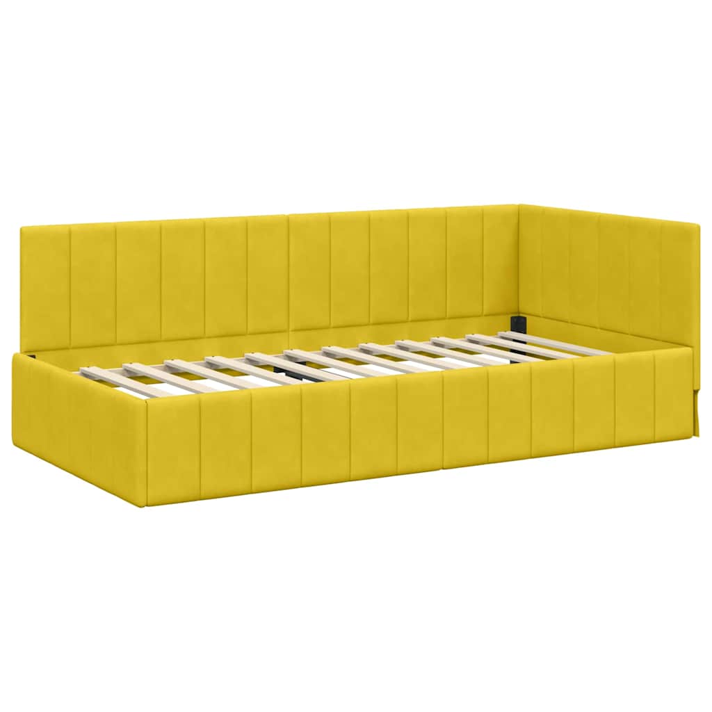 Kutni okvir kreveta s uzglavljem Žuta 100 cm x 200 cm Baršun