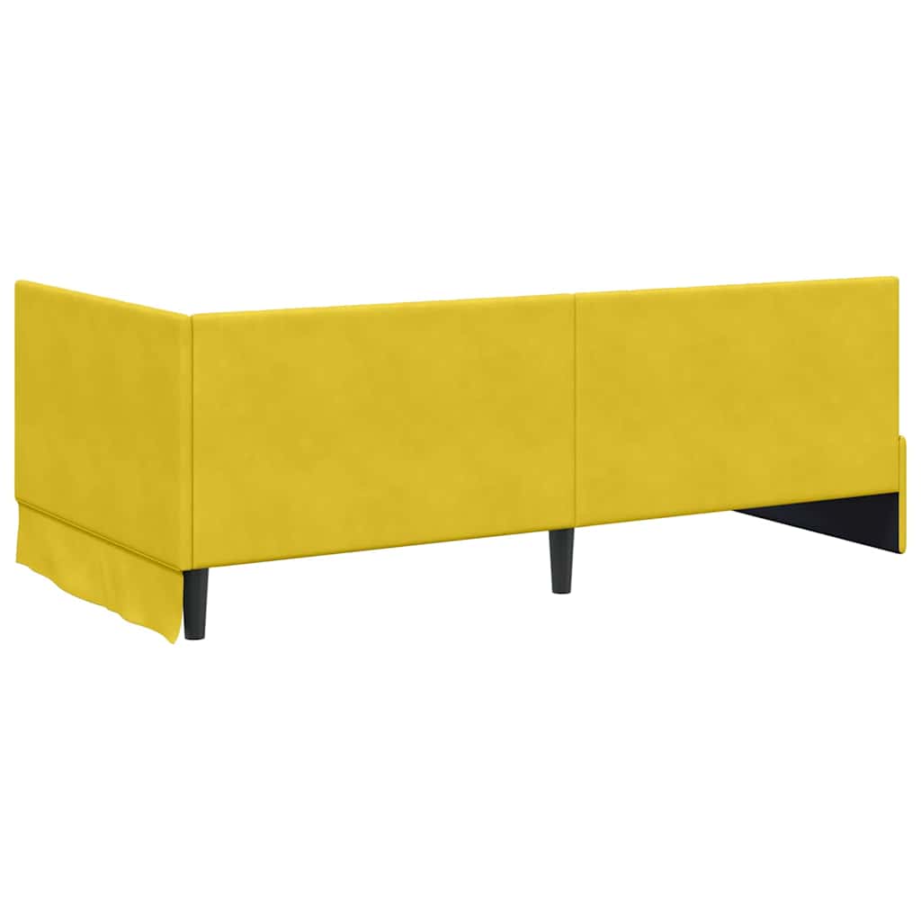 Kutni okvir kreveta s uzglavljem Žuta 100 cm x 200 cm Baršun