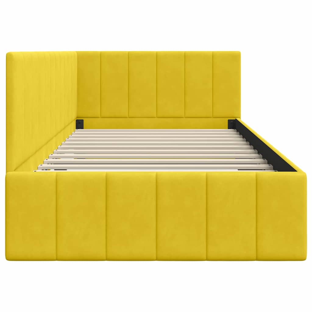 Kutni okvir kreveta s uzglavljem Žuta 100 cm x 200 cm Baršun